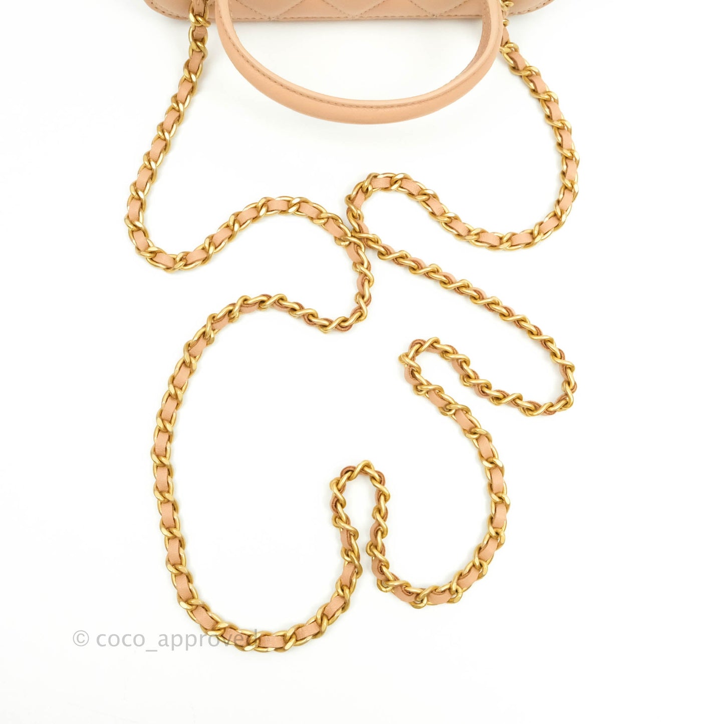 Chanel Classic Vanity Rectangular Top Handle With Chain Beige Lambskin Aged Gold Hardware