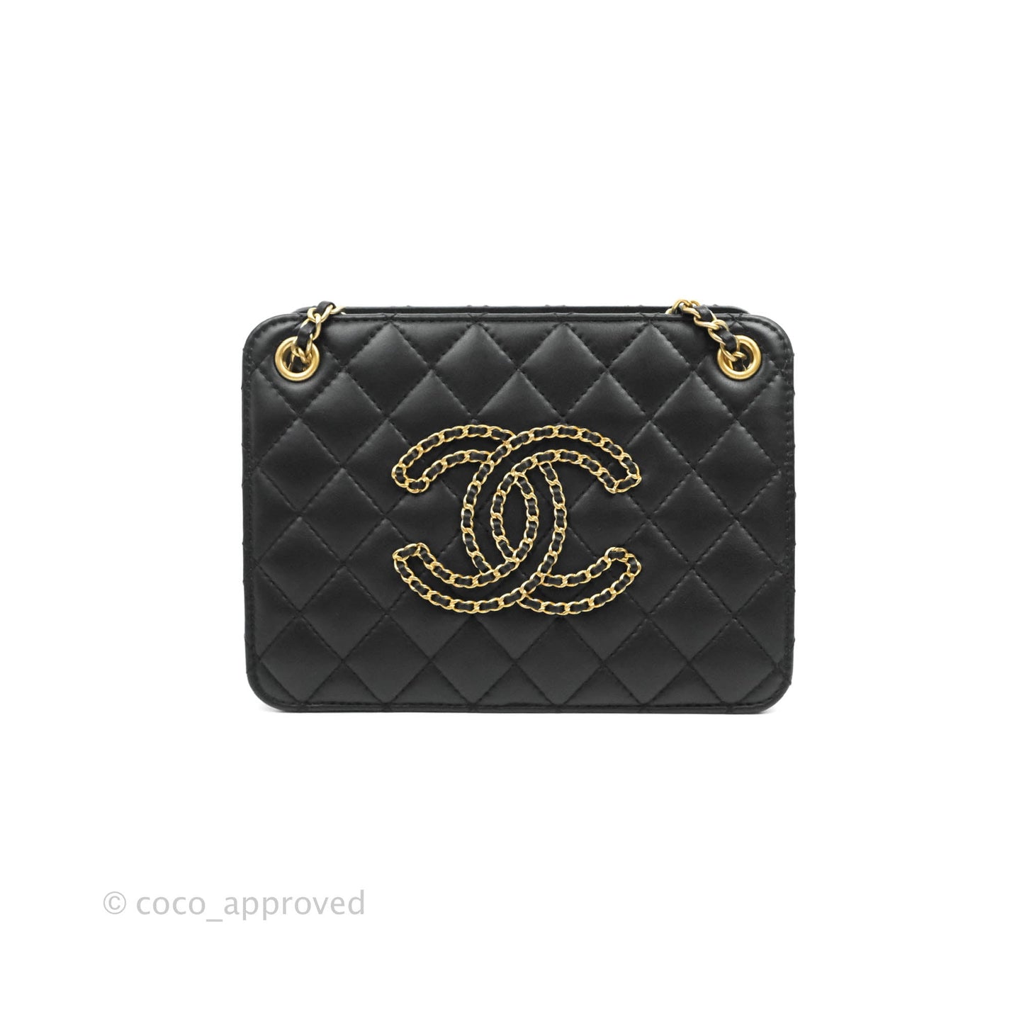 Chanel Small Accordion Tote Bag Black Calfskin Gold Hardware