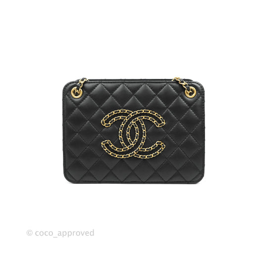 Chanel Small Accordion Tote Bag Black Calfskin Gold Hardware