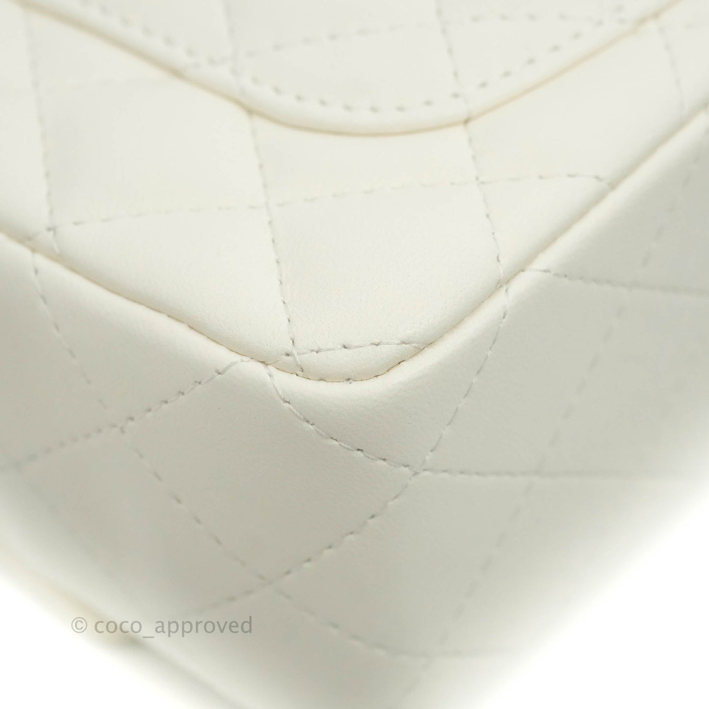 Chanel Quilted Mini Rectangular Flap White Lambskin Gold Hardware