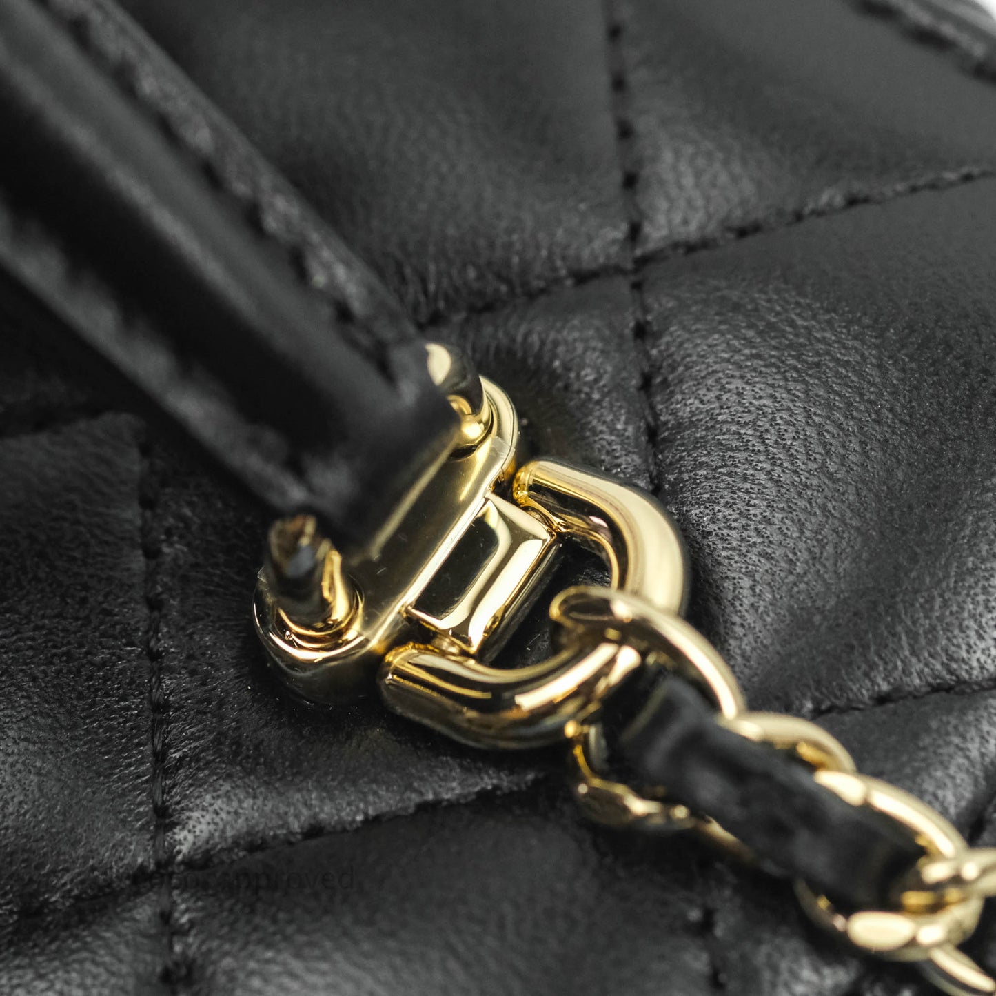 Chanel Classic Vanity Rectangular Top Handle With Chain Black Lambskin Gold Hardware