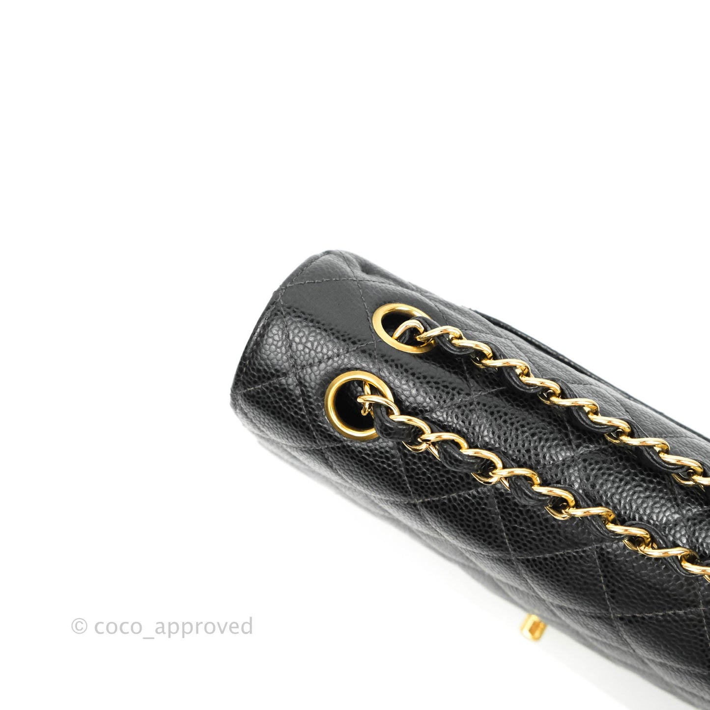 Chanel Classic M/L Medium Double Flap Black Caviar 24K Gold Hardware