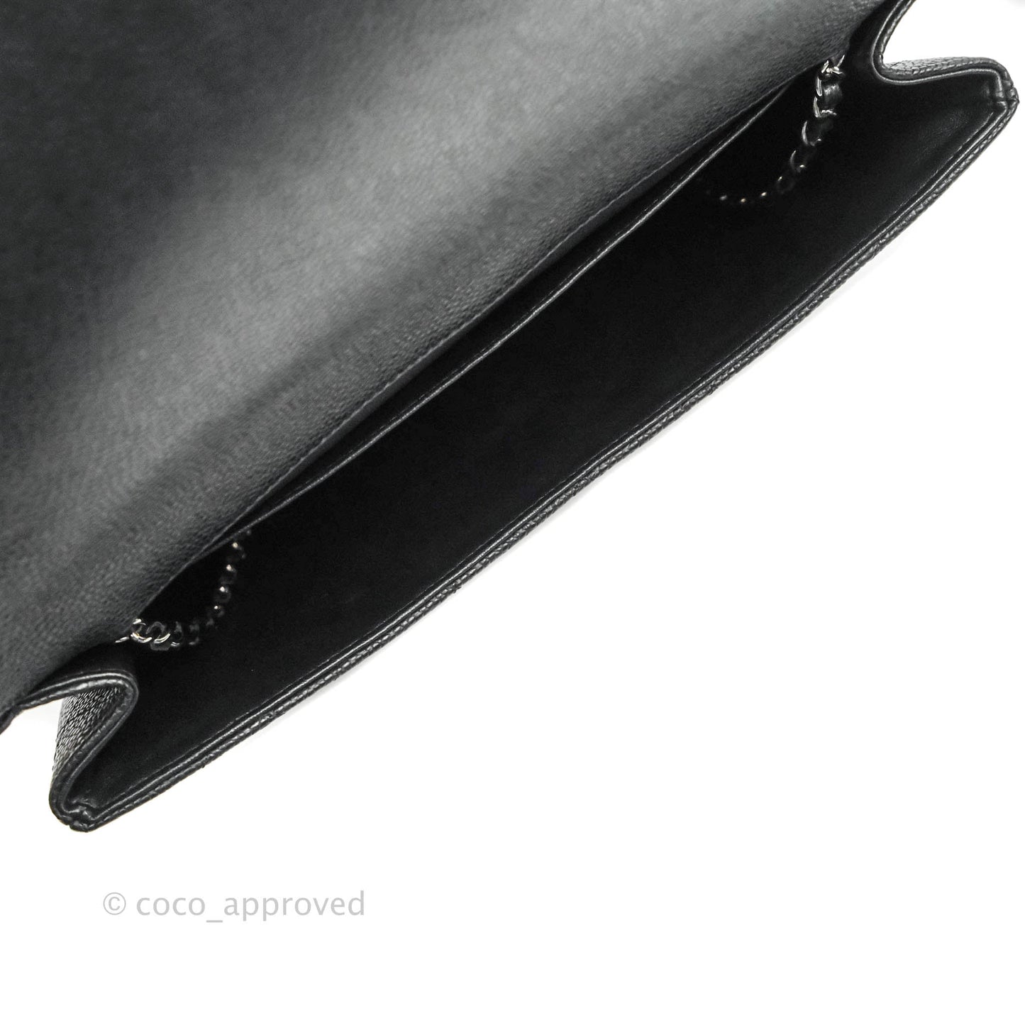 Chanel Quilted Clutch with Chain Caviar Black Silver Hardware