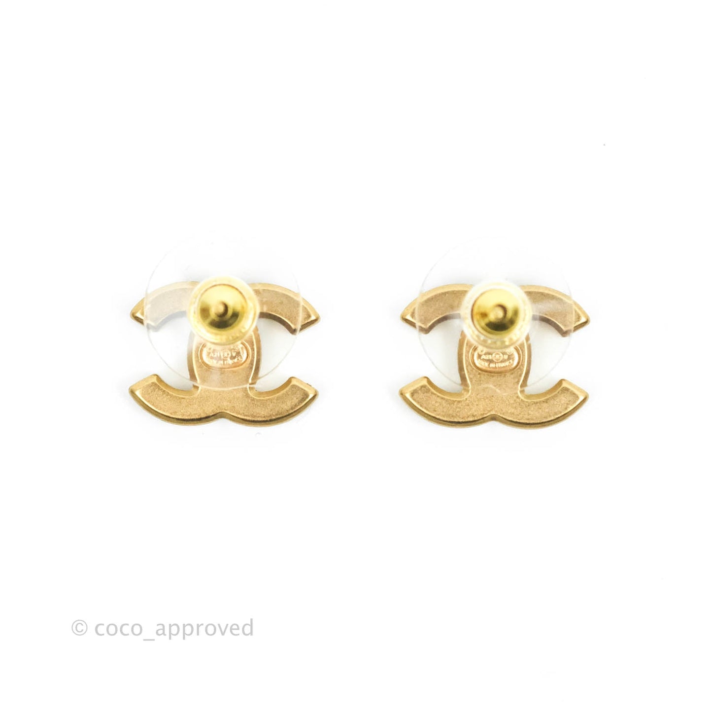 Chanel Crystal CC Earrings Gold Tone 21V