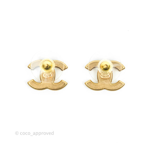 Chanel Crystal CC Earrings Gold Tone 21V