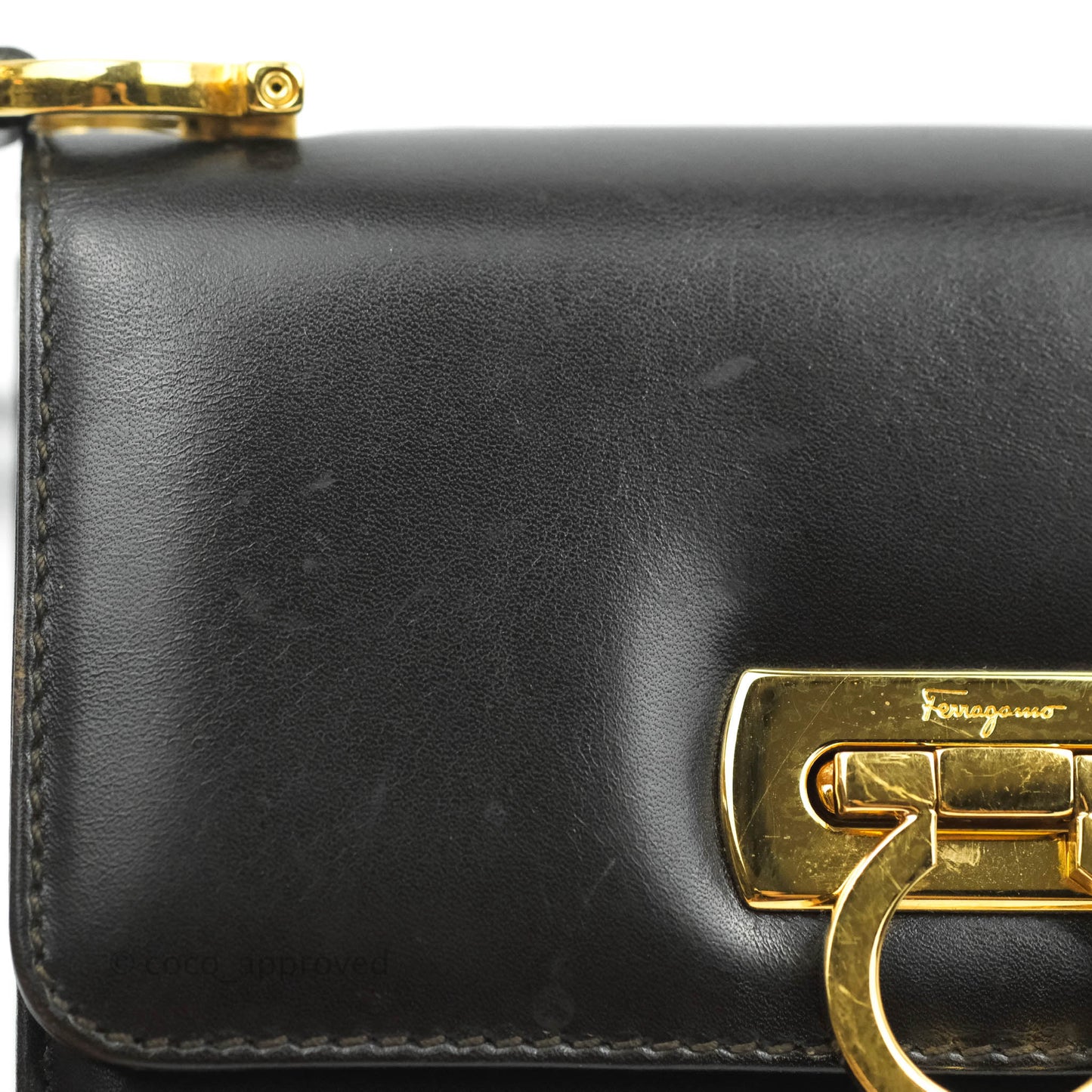 Salvatore Ferragamo Vintage Gancini Mini Crossbody bag Black Calfskin Gold Hardware