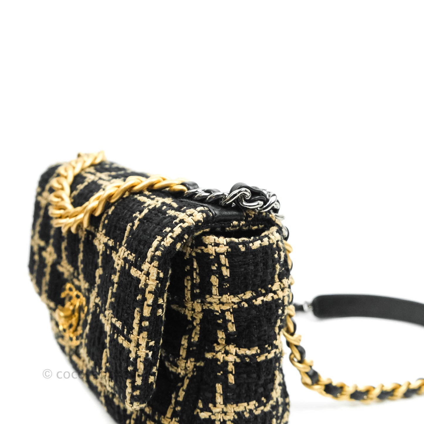 Chanel 19 Small Tweed Black Beige Mixed Hardware