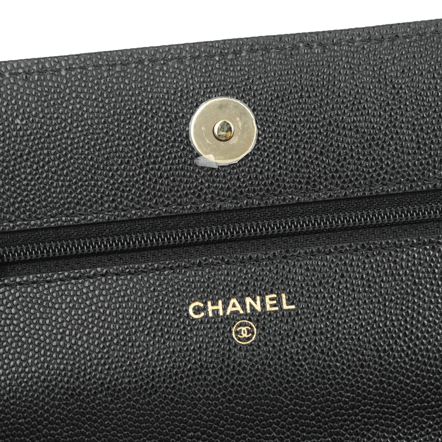 Chanel Quilted WOC Black Caviar Gold Hardware With Charms