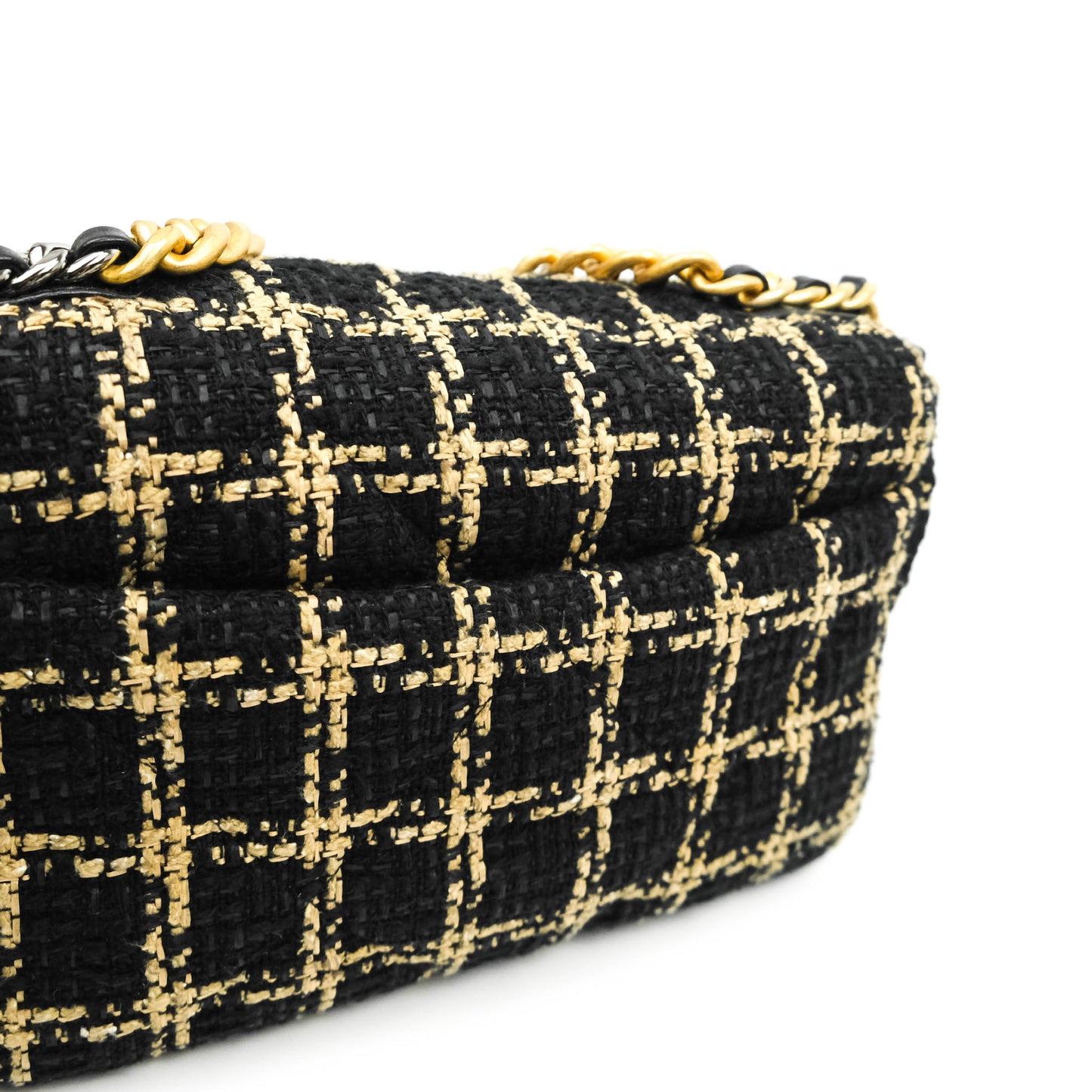 Chanel 19 Small Tweed Black Beige Mixed Hardware