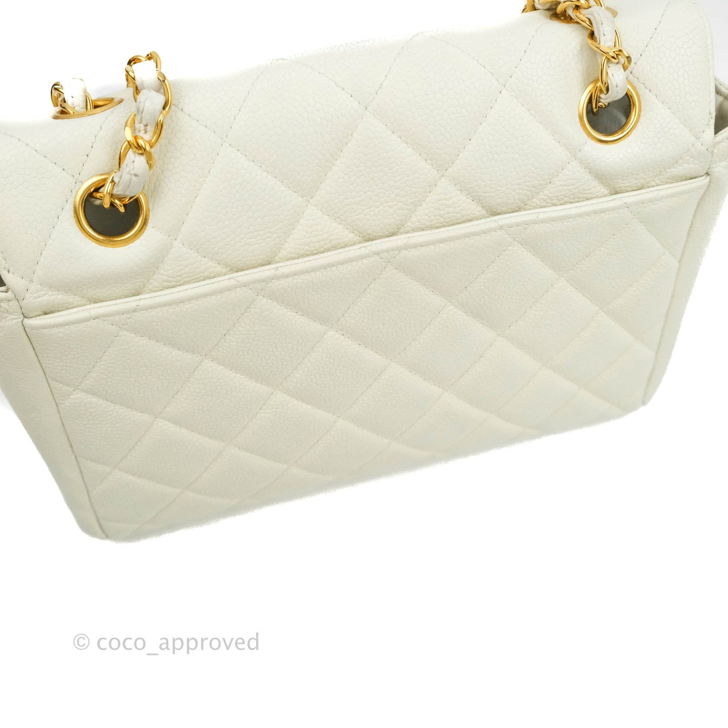 Chanel Vintage Quilted Flap Bag White Caviar 24K Gold Hardware