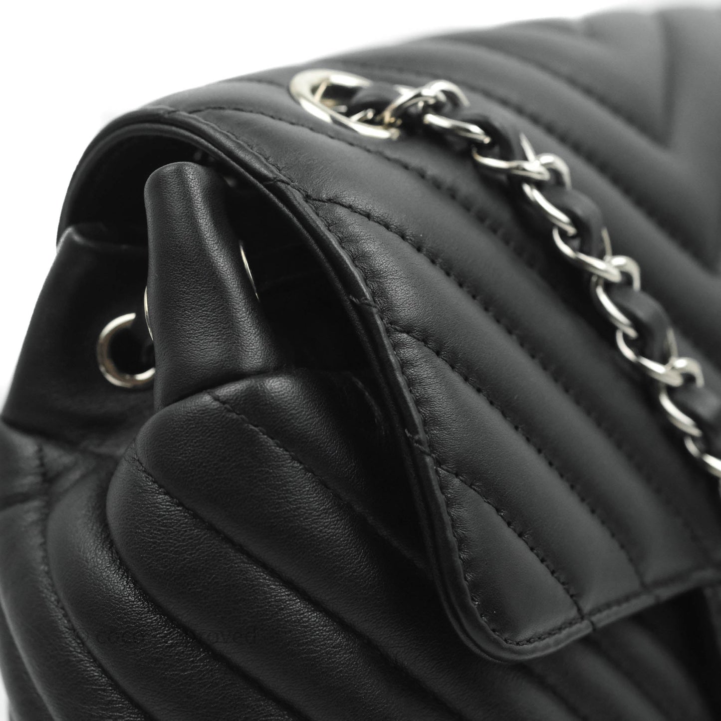 Chanel Small Chevron Urban Spirit Backpack Black Calfskin Silver Hardware