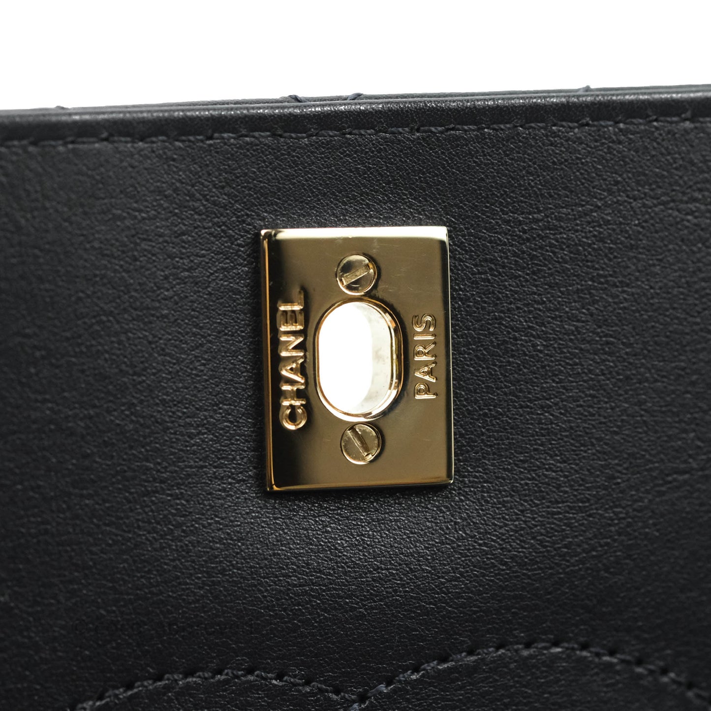 Chanel Medium Statement Chevron Flap Bag Navy Calfskin Gold Hardware