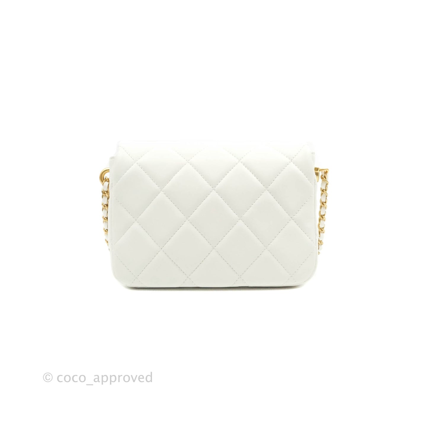Chanel Quilted My Perfect Mini With Pearl White Lambskin Silver Hardware