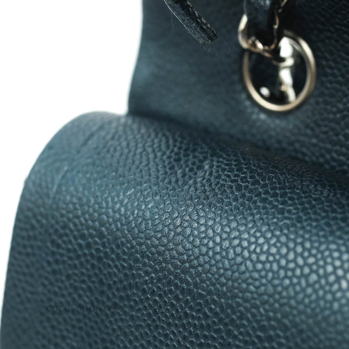 Chanel Classic M/L Medium Double Flap Pearly Blue Caviar Silver Hardware