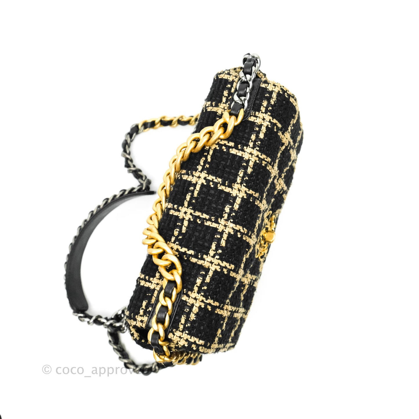 Chanel 19 Small Tweed Black Beige Mixed Hardware