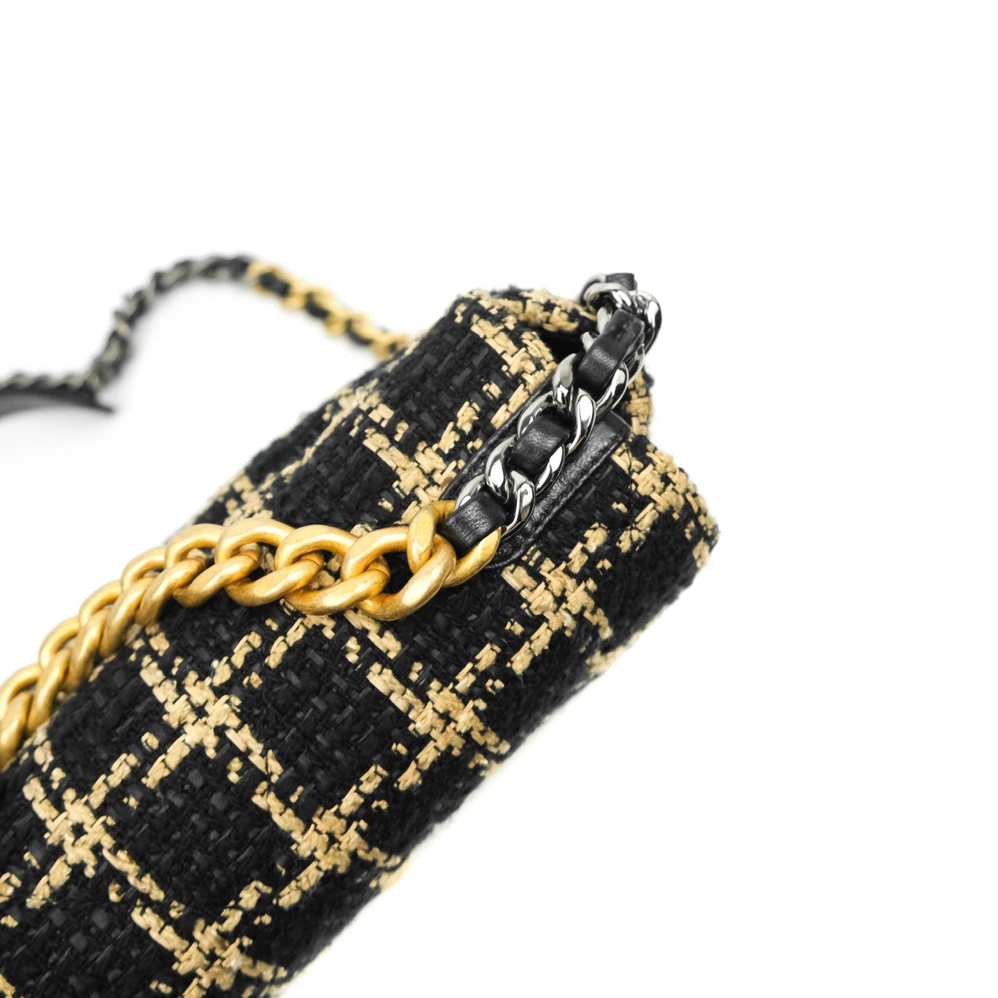 Chanel 19 Small Tweed Black Beige Mixed Hardware