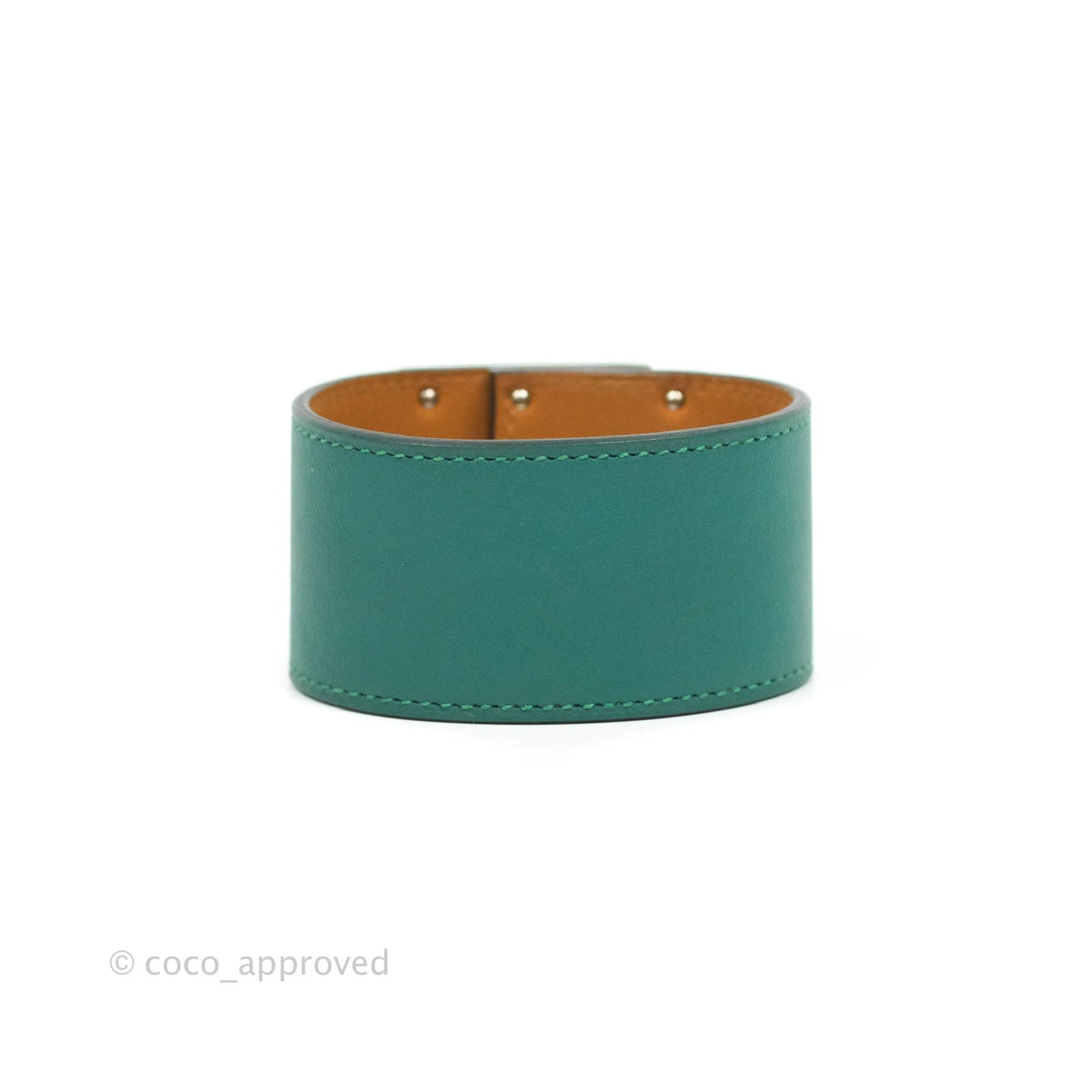 Hermes Dog Green Swift Bracelet Silver Hardware