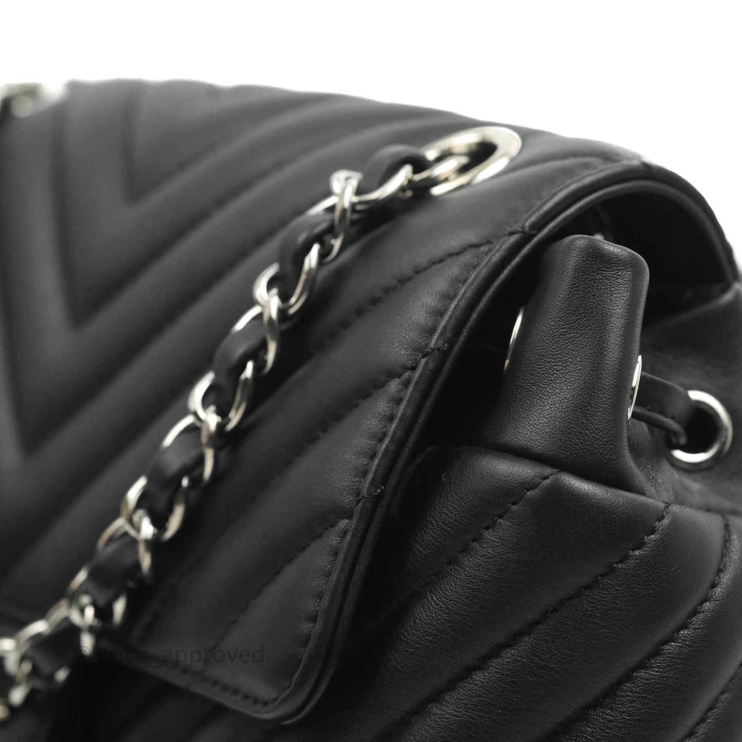 Chanel Small Chevron Urban Spirit Backpack Black Calfskin Silver Hardware