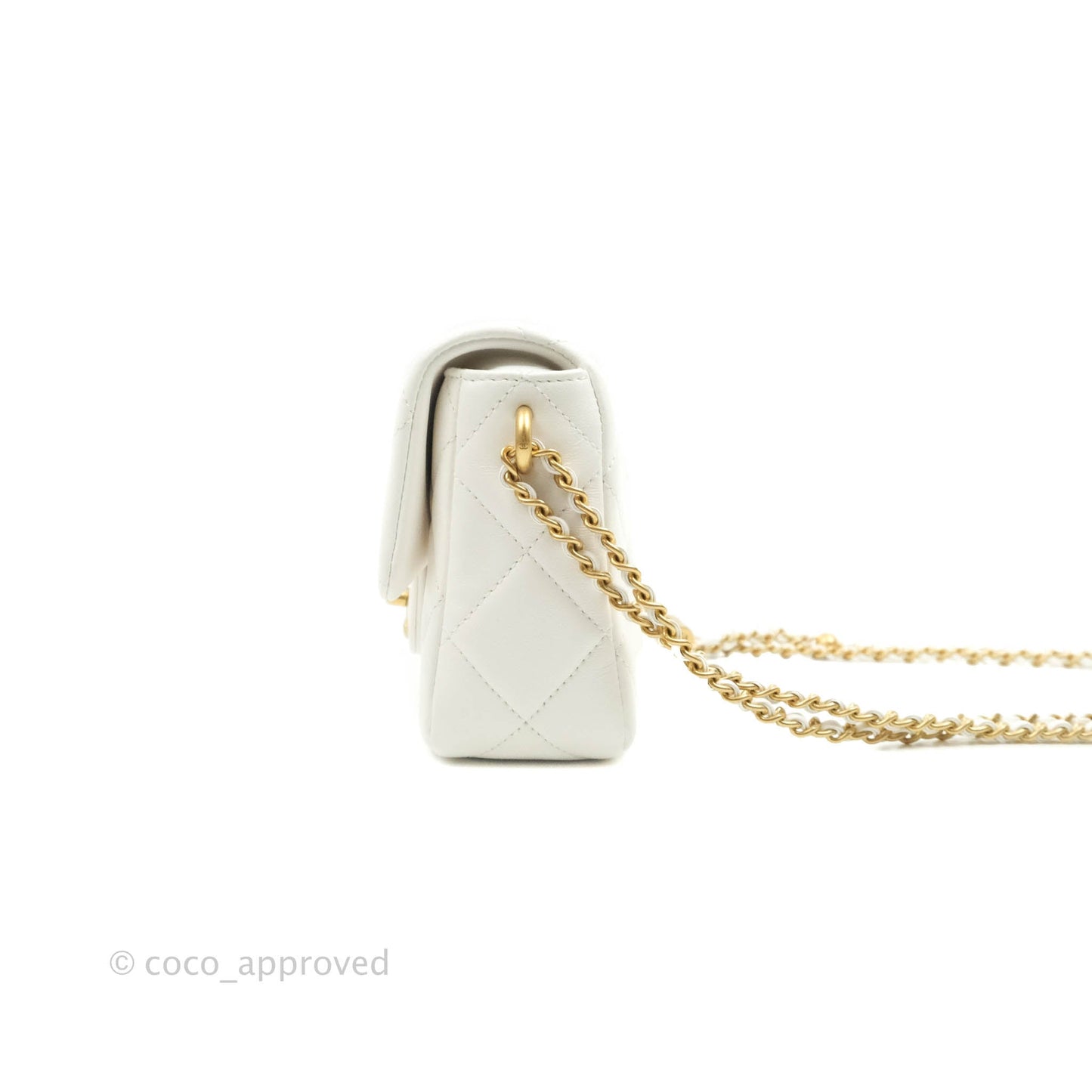 Chanel Quilted My Perfect Mini With Pearl White Lambskin Silver Hardware