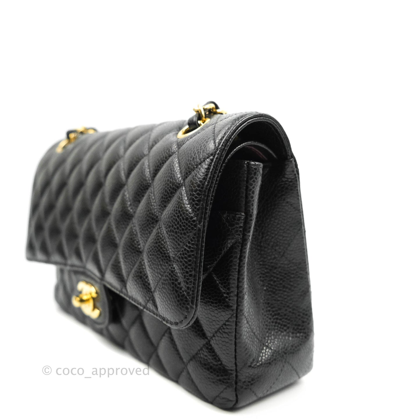 Chanel Classic M/L Medium Double Flap Black Caviar Gold Hardware