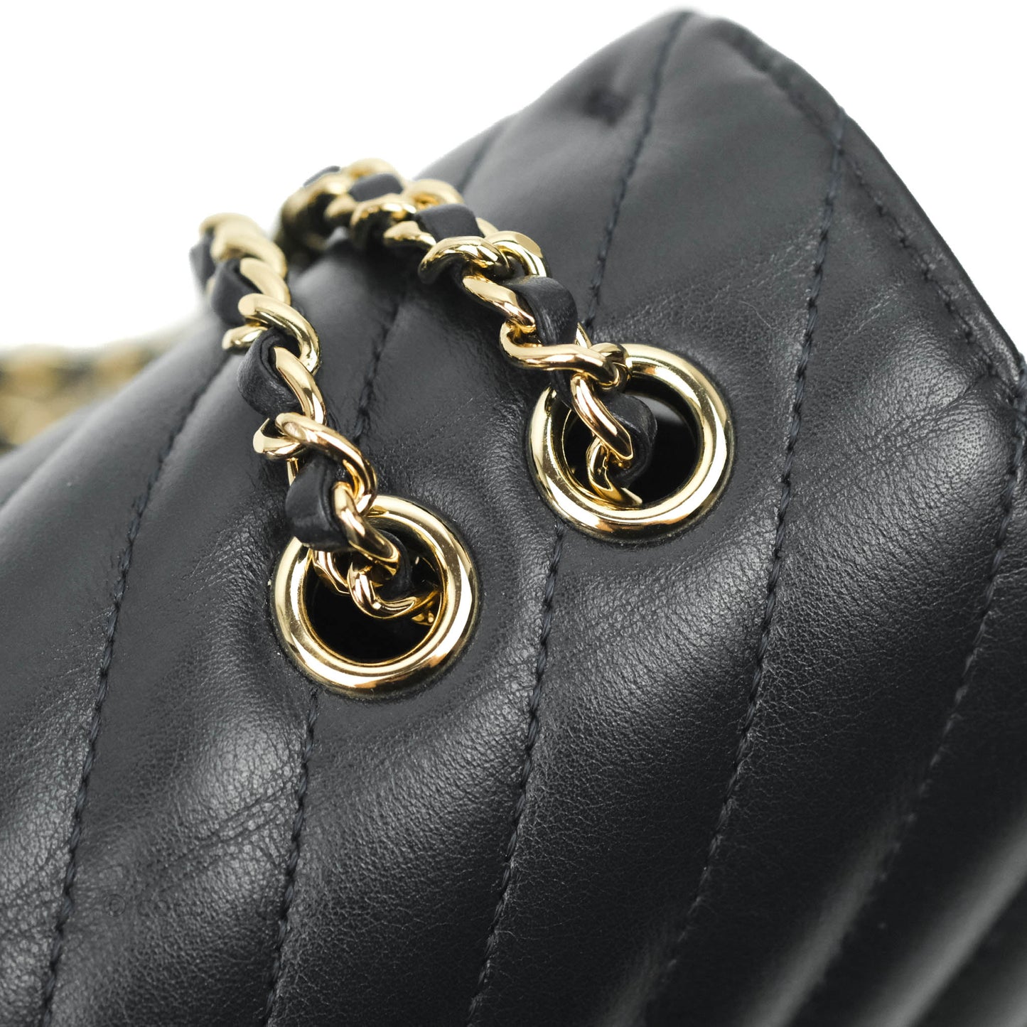 Chanel Medium Statement Chevron Flap Bag Navy Calfskin Gold Hardware