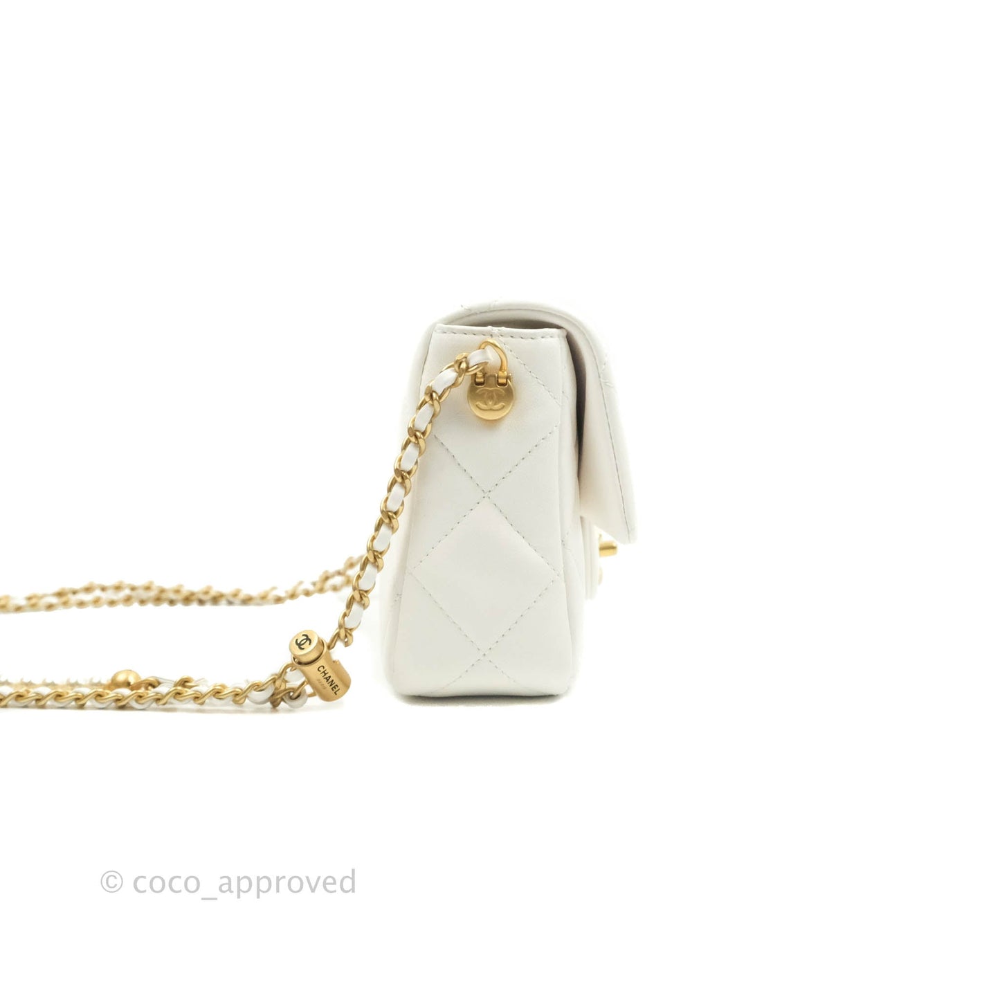 Chanel Quilted My Perfect Mini With Pearl White Lambskin Silver Hardware