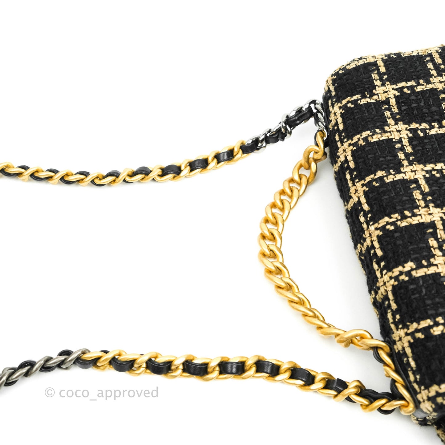 Chanel 19 Small Tweed Black Beige Mixed Hardware