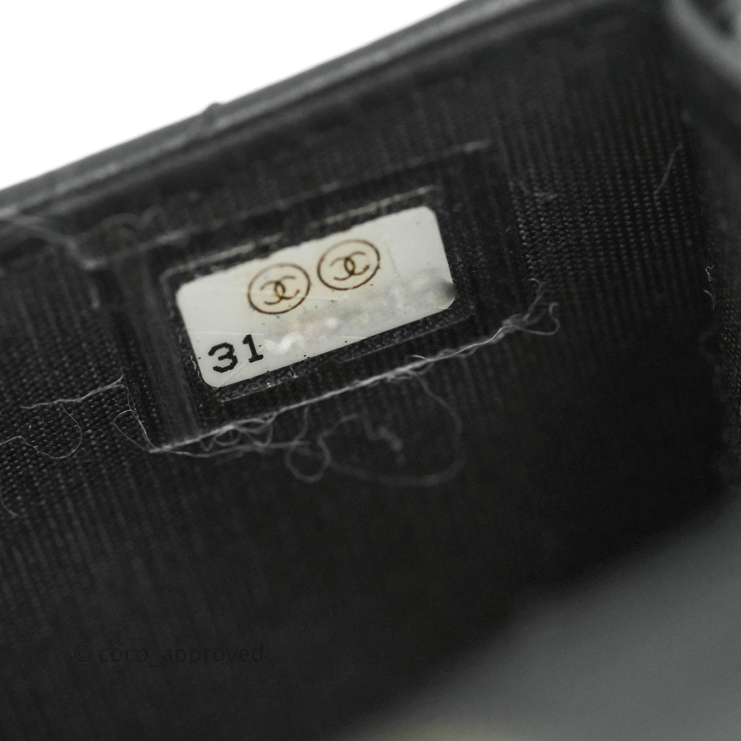 Chanel Mini Handle Flap Coin Purse With Chain Black Lambskin Gold Hardware