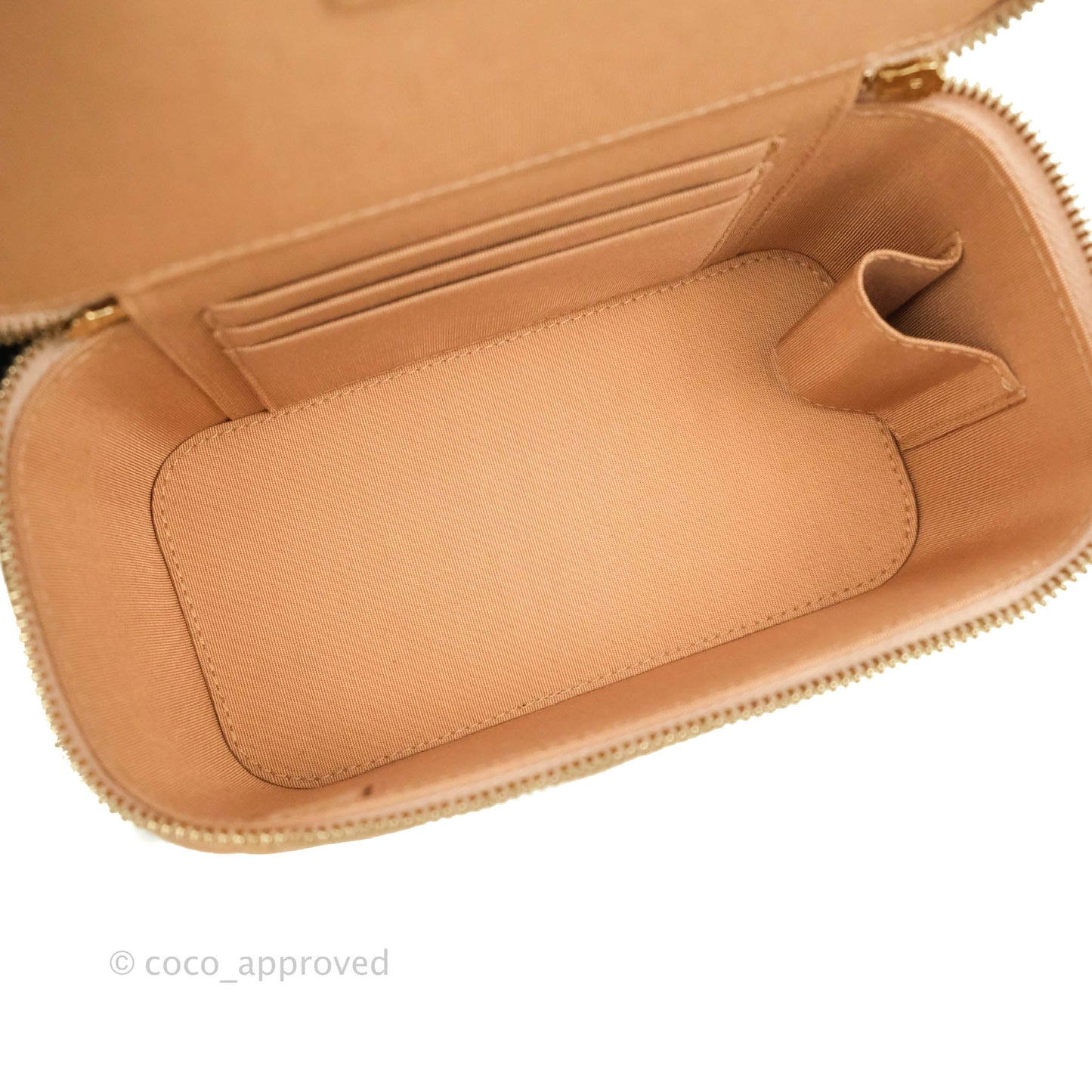Chanel Classic Vanity Rectangular Top Handle With Chain Beige Lambskin Aged Gold Hardware