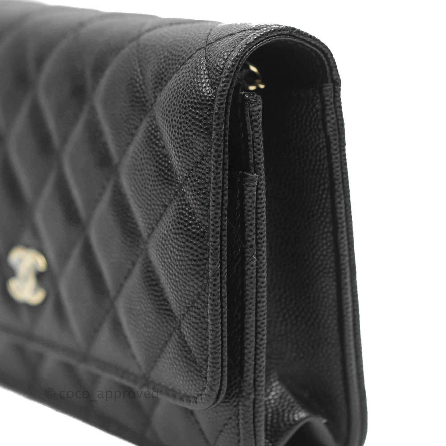 Chanel Quilted WOC Black Caviar Gold Hardware With Charms