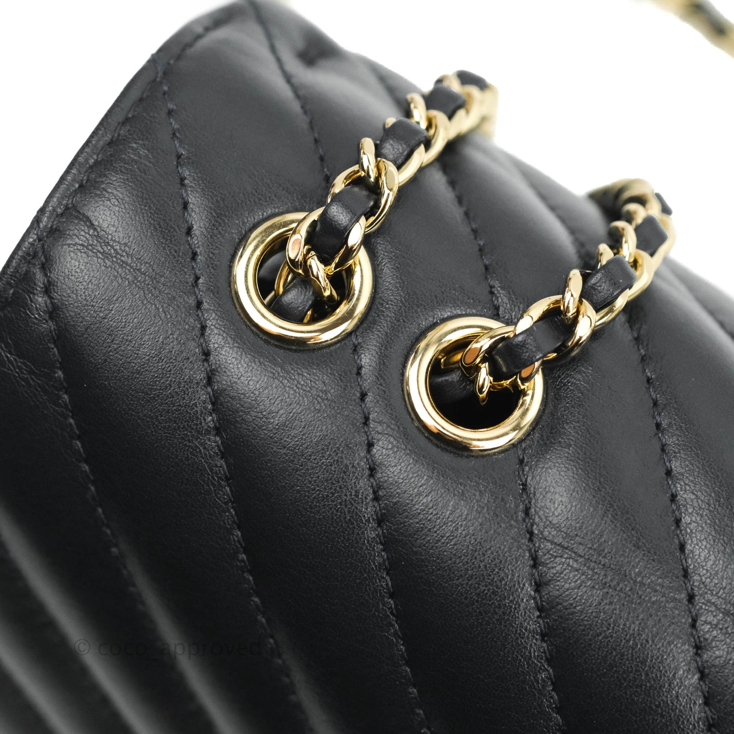 Chanel Medium Statement Chevron Flap Bag Navy Calfskin Gold Hardware