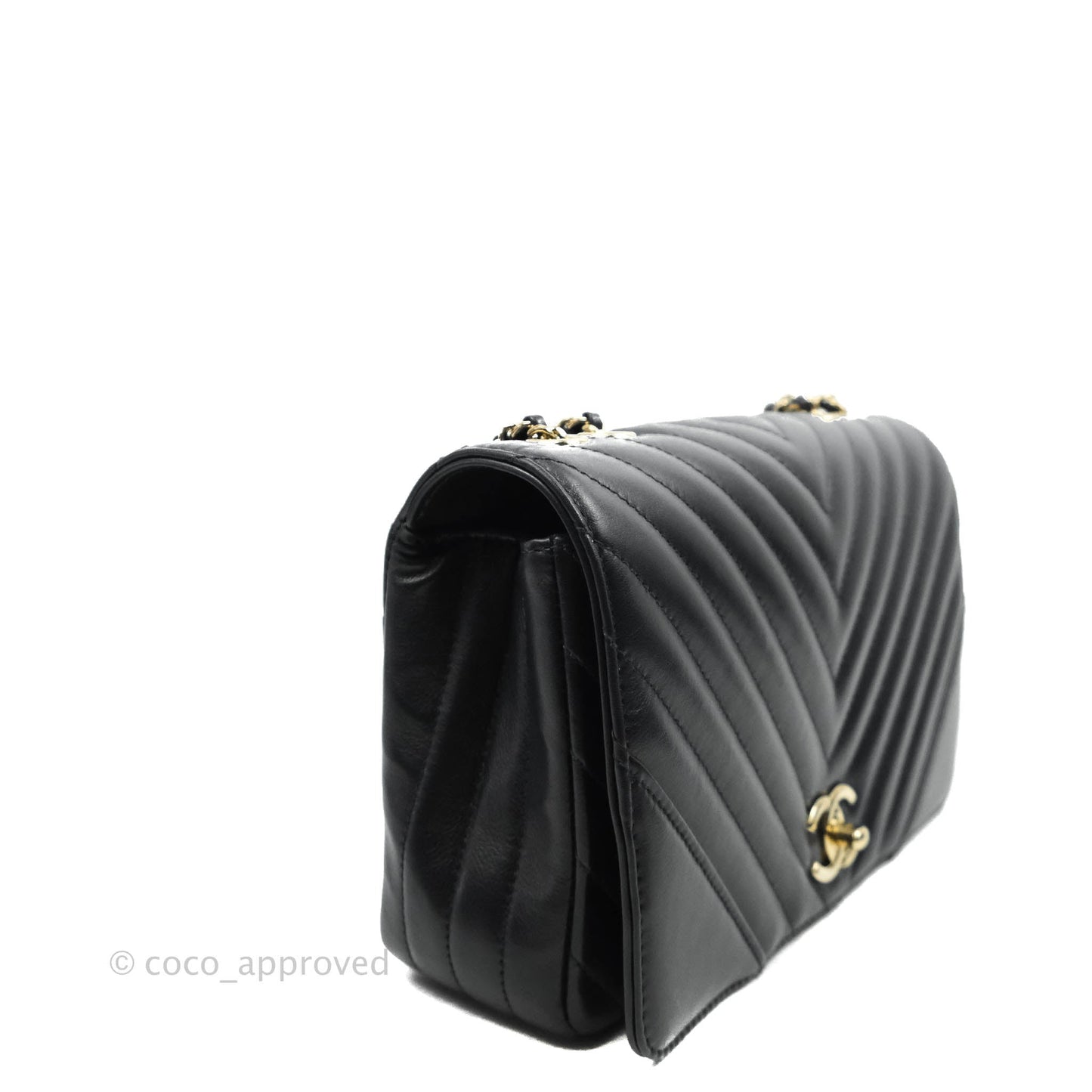 Chanel Medium Statement Chevron Flap Bag Navy Calfskin Gold Hardware