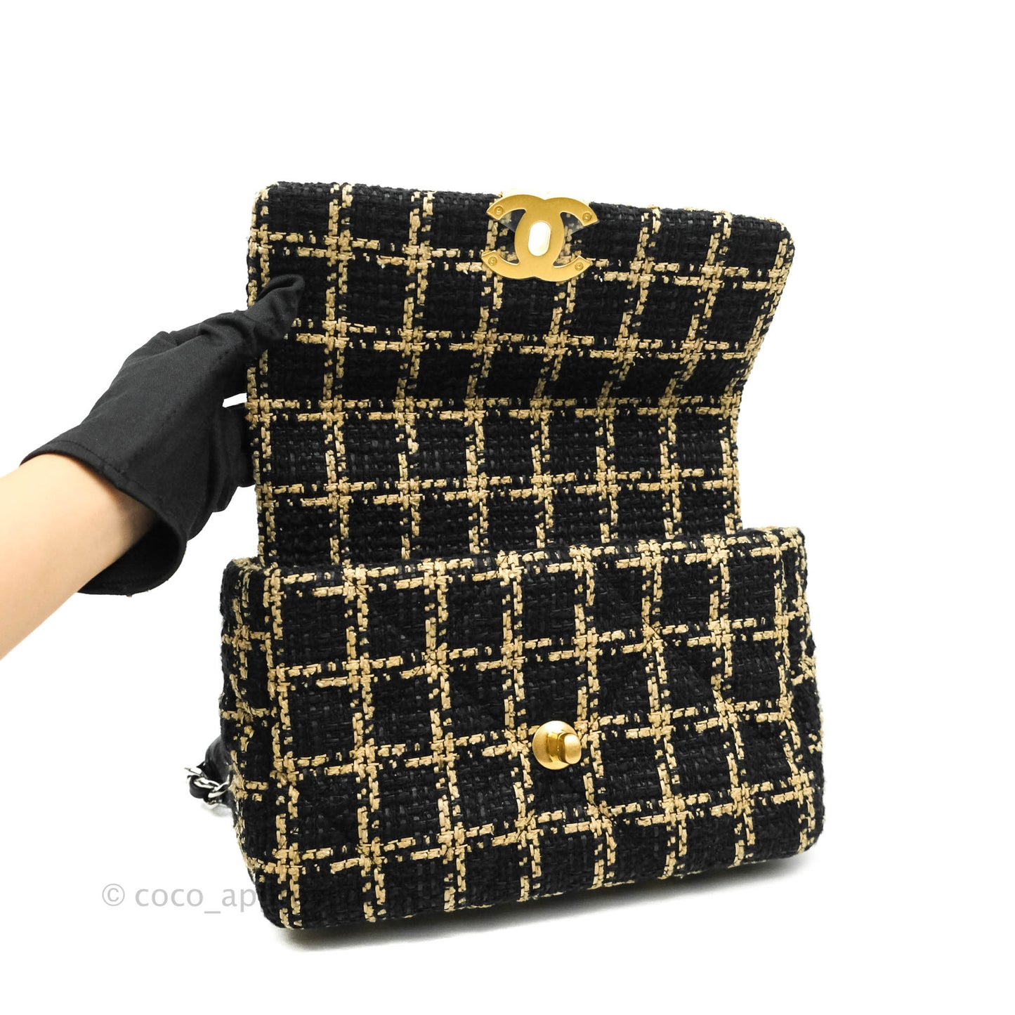 Chanel 19 Small Tweed Black Beige Mixed Hardware