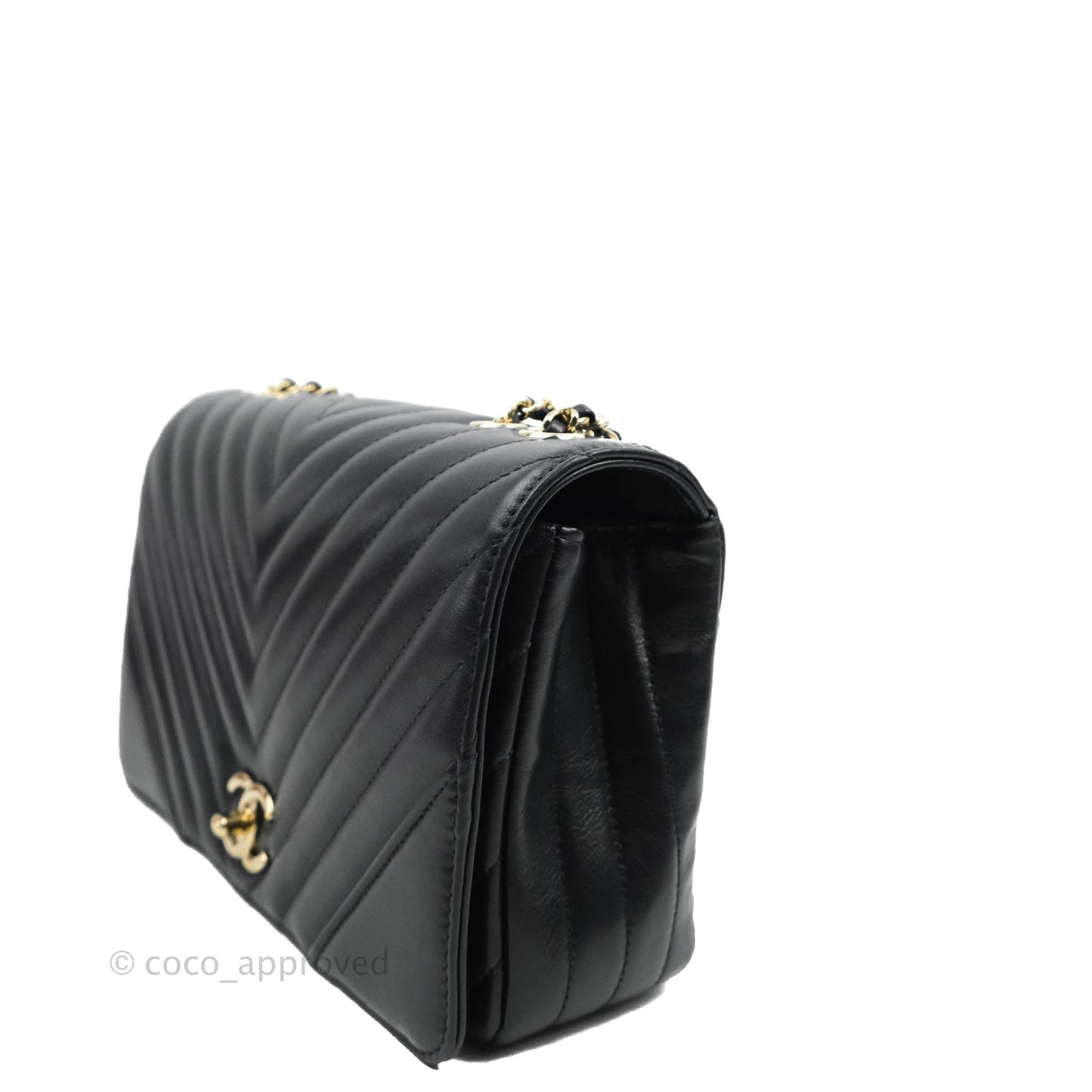 Chanel Medium Statement Chevron Flap Bag Navy Calfskin Gold Hardware