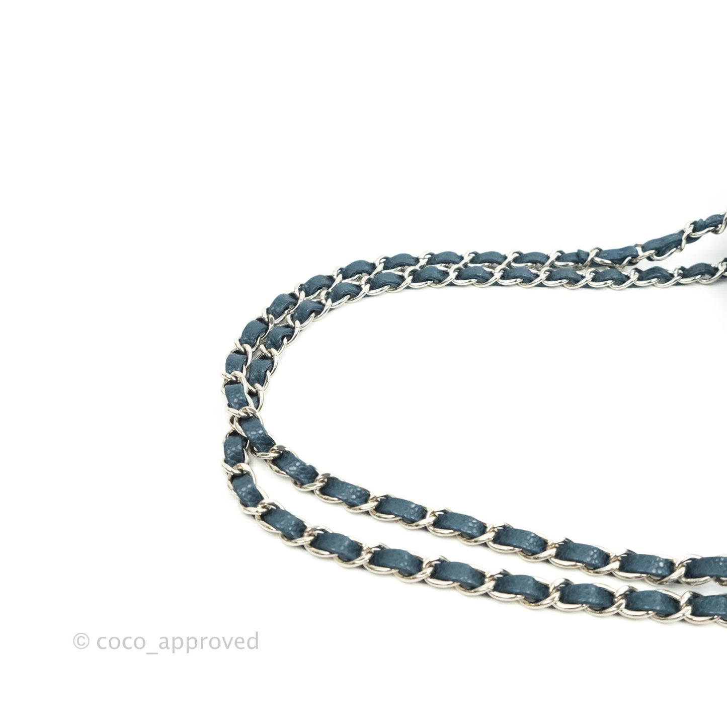Chanel Classic M/L Medium Double Flap Pearly Blue Caviar Silver Hardware