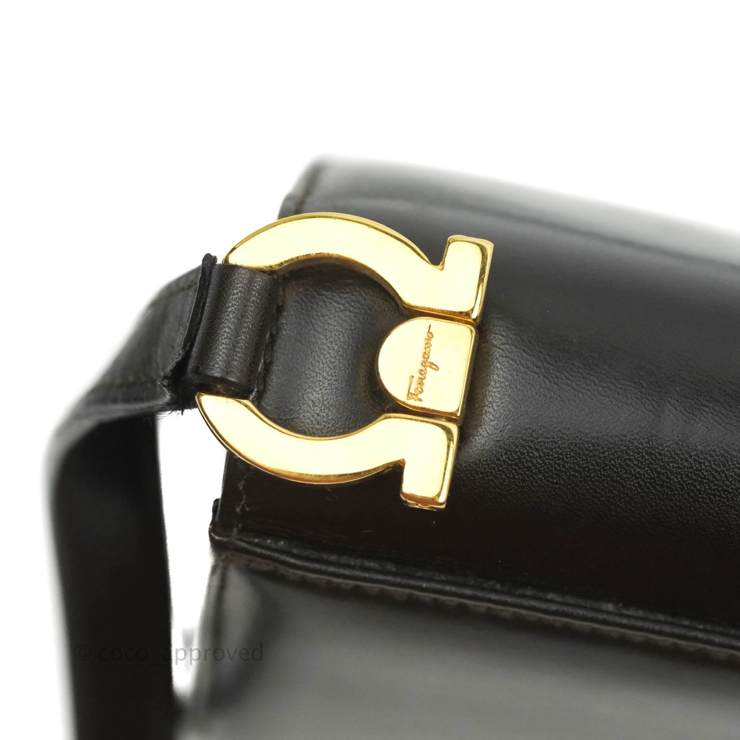 Salvatore Ferragamo Vintage Gancini Mini Crossbody bag Black Calfskin Gold Hardware