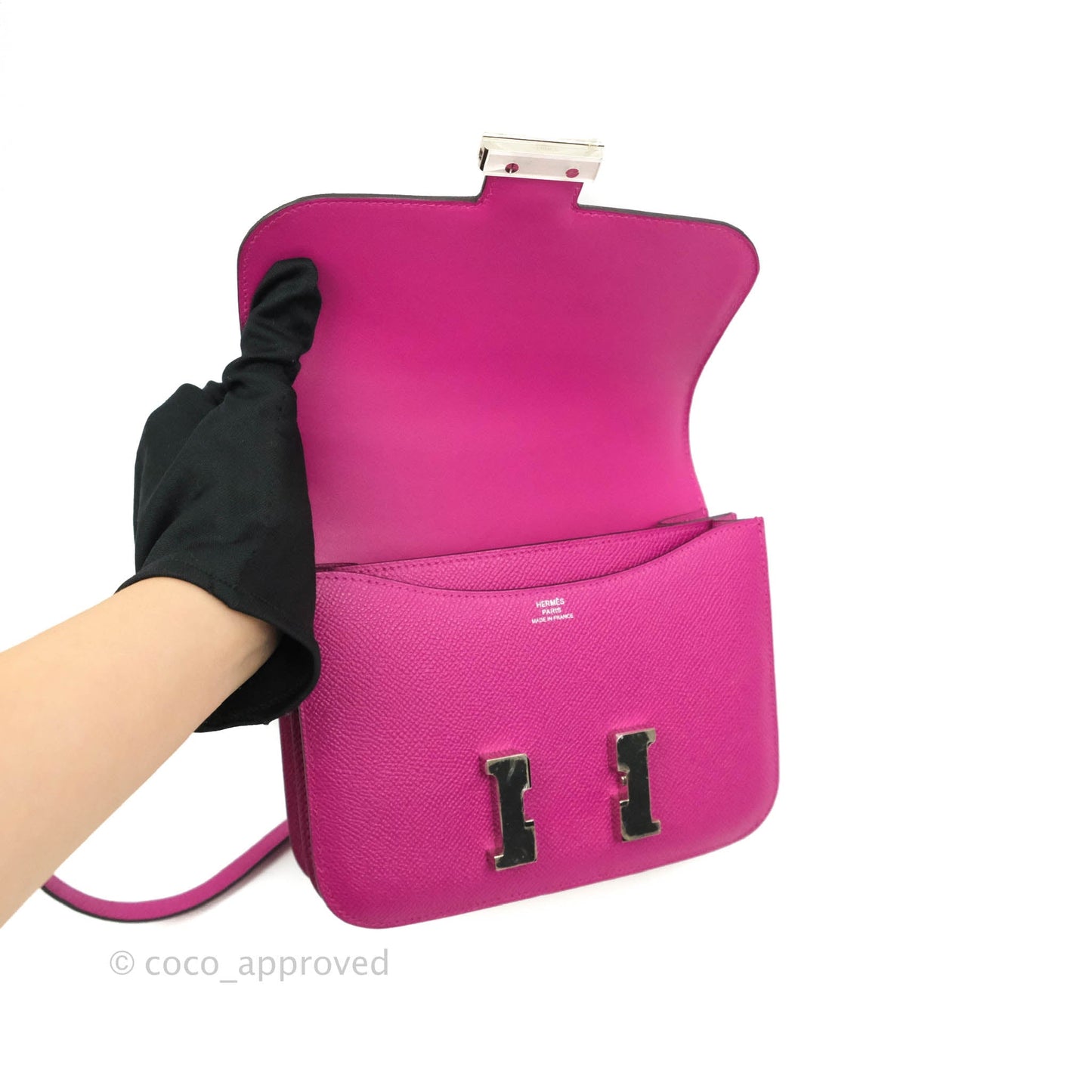 Hermès Constance Mini 18cm Rose Pourpre Epsom Palladium Hardware