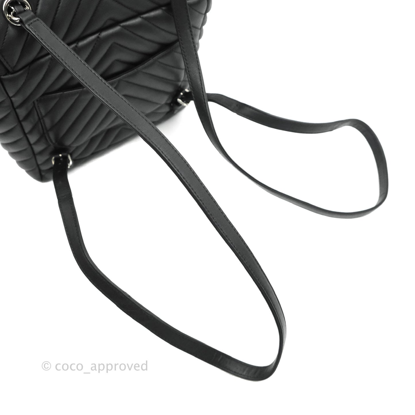 Chanel Small Chevron Urban Spirit Backpack Black Calfskin Silver Hardware