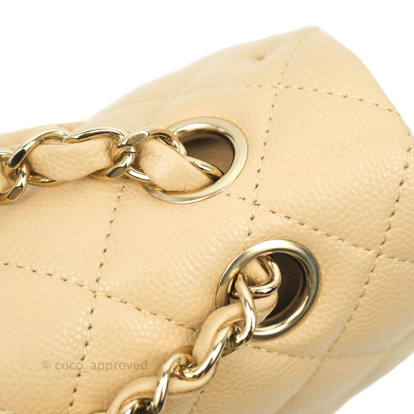 Chanel Quilted M/L Medium Double Flap Beige Caviar Gold Hardware 19C