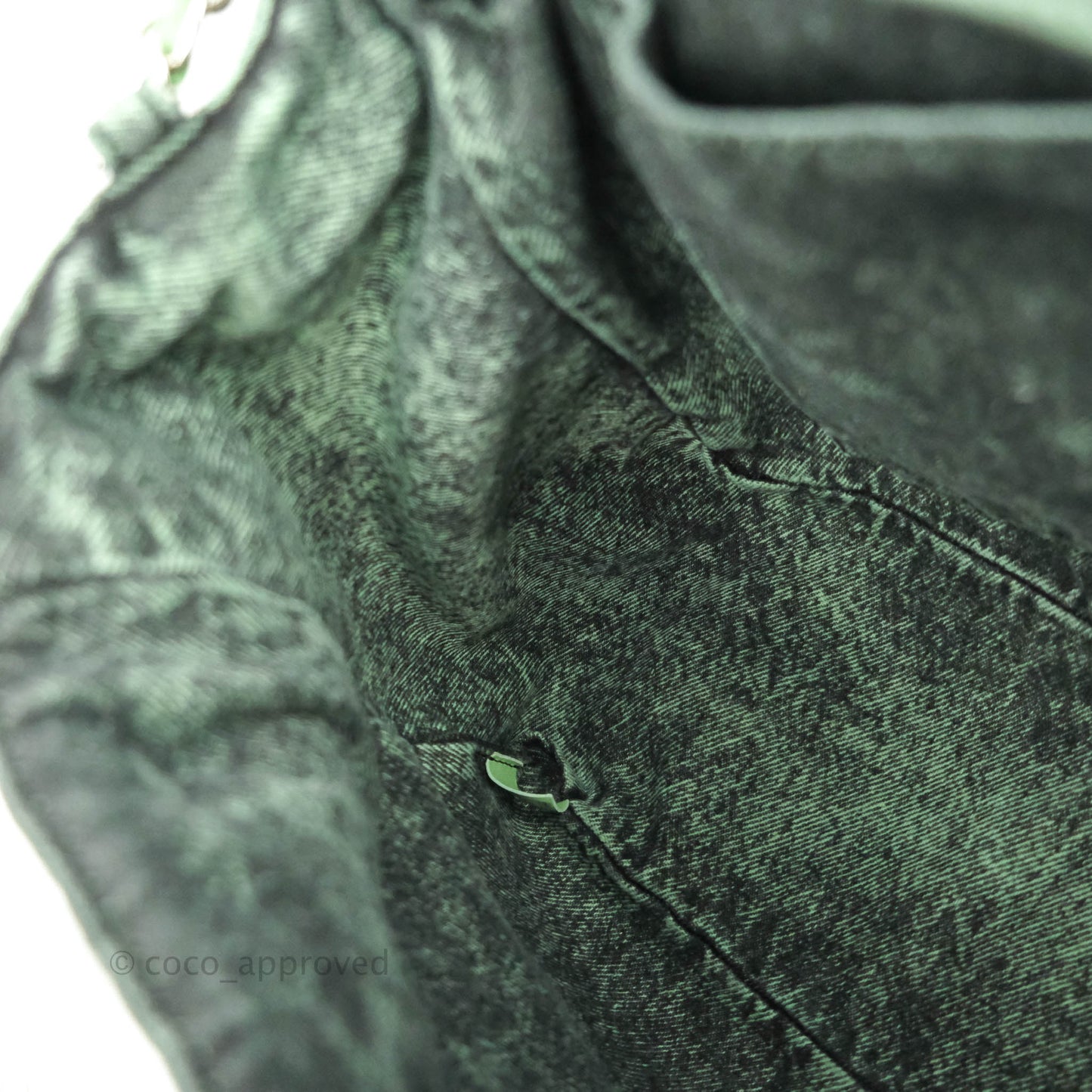 Chanel Small XXL Denimpression Flap Bag Aged Green Denim Silver Hardware