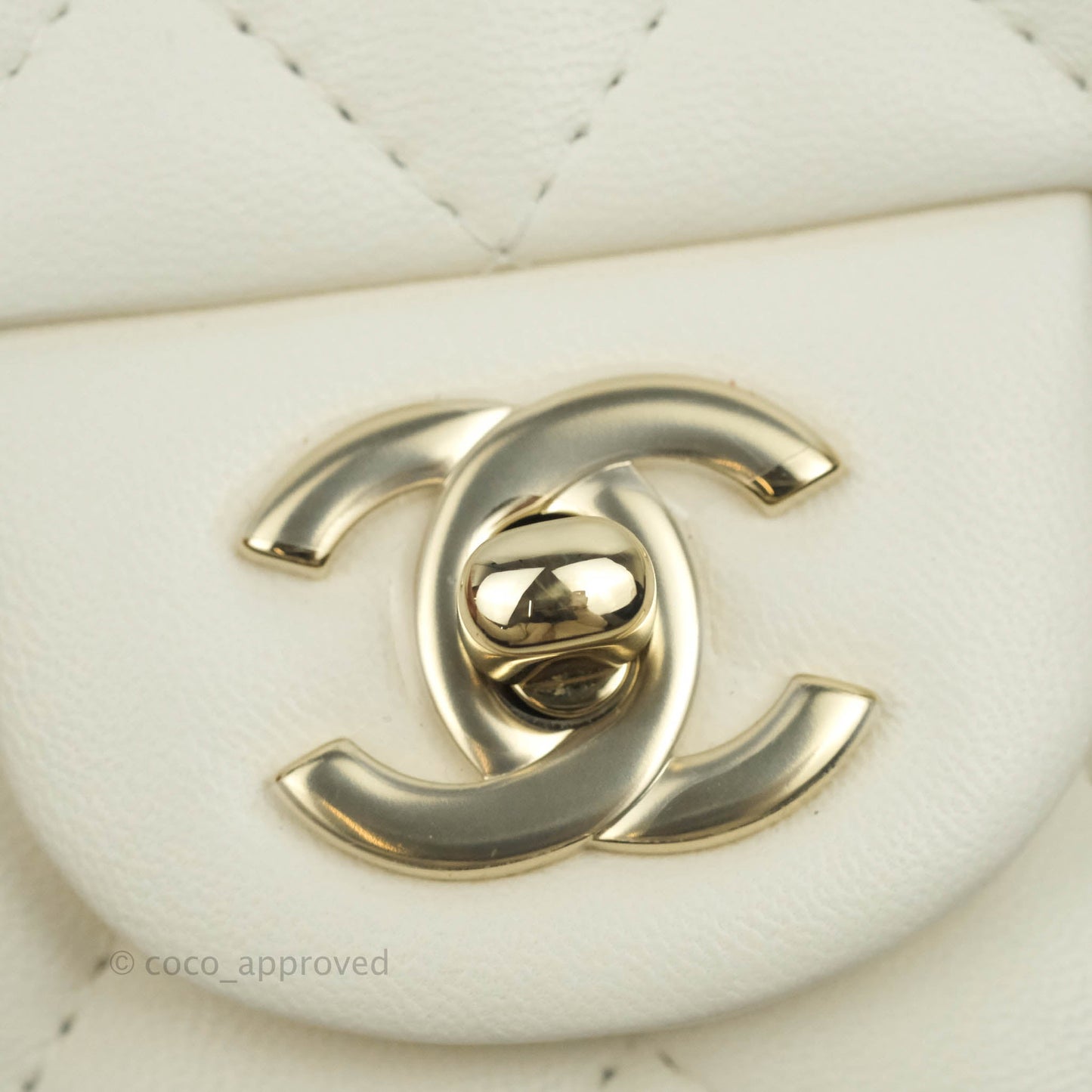 Chanel Quilted Mini Rectangular Flap White Lambskin Gold Hardware