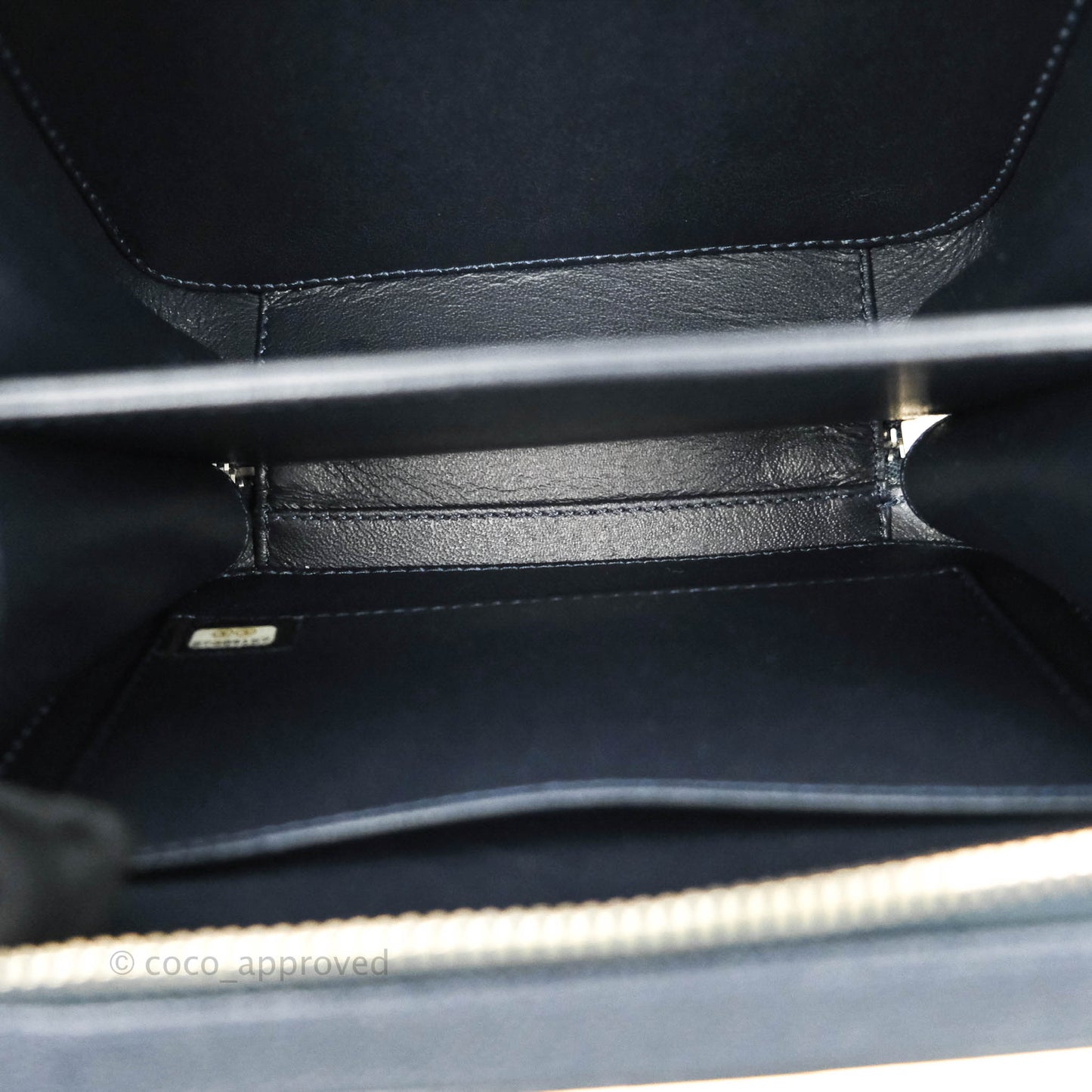 Chanel Quilted Small CC Filigree Vanity Case Navy Caviar 19C