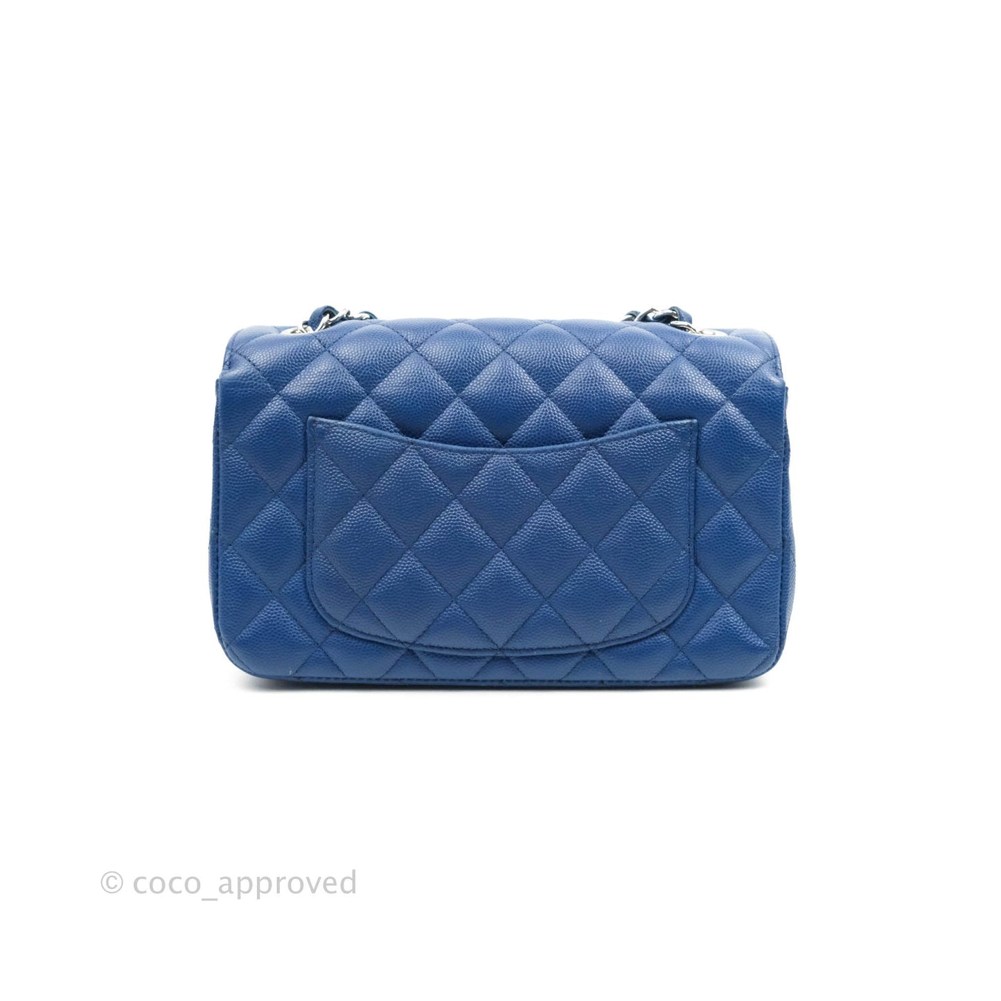 Chanel Quilted Mini Rectangular Flap Blue Caviar Silver Hardware