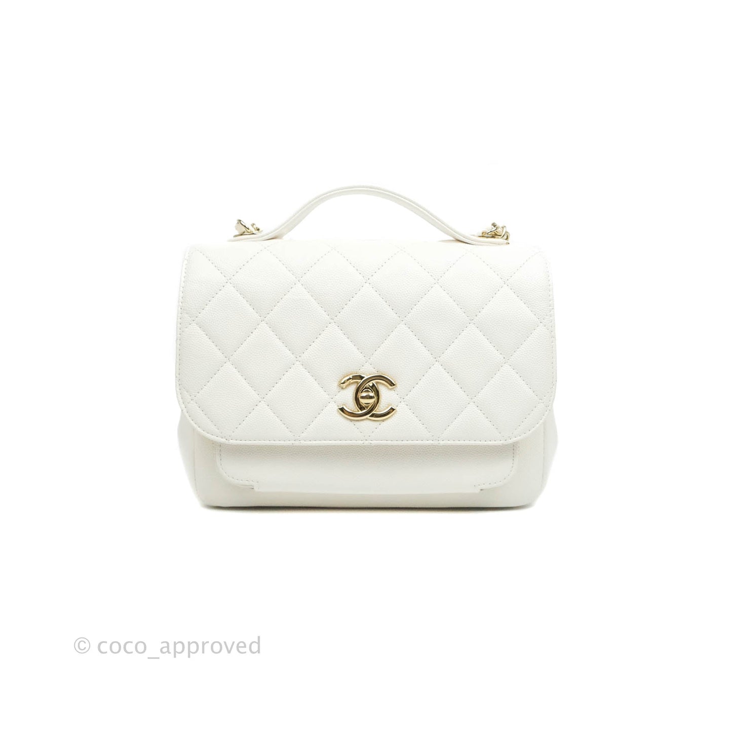 Chanel Quilted Medium Business Affinity Flap White Caviar Gold Hardware
