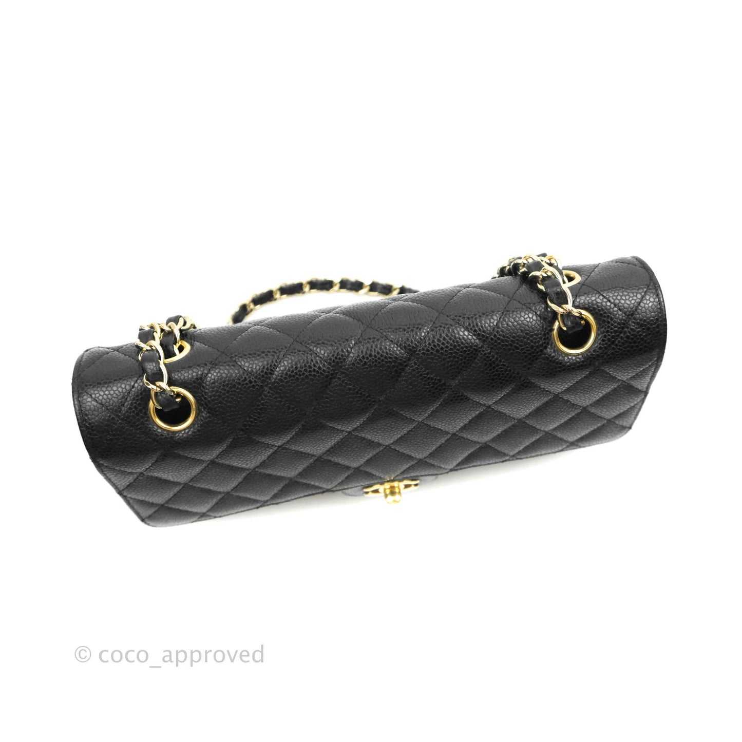 Chanel Classic M/L Medium Double Flap Black Caviar 24K Gold Hardware