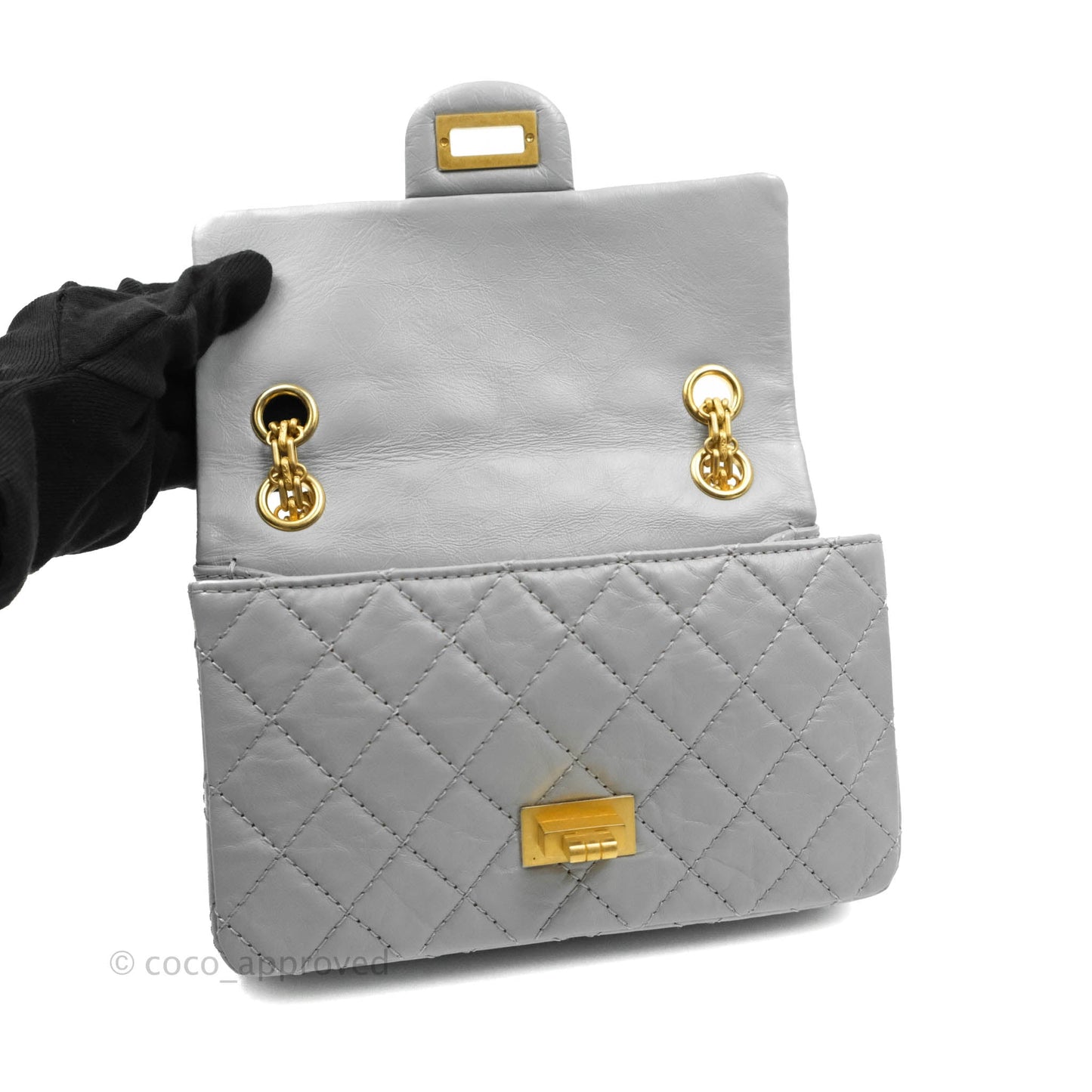 Chanel Mini Reissue 224 Grey Aged Calfskin Aged Gold Hardware