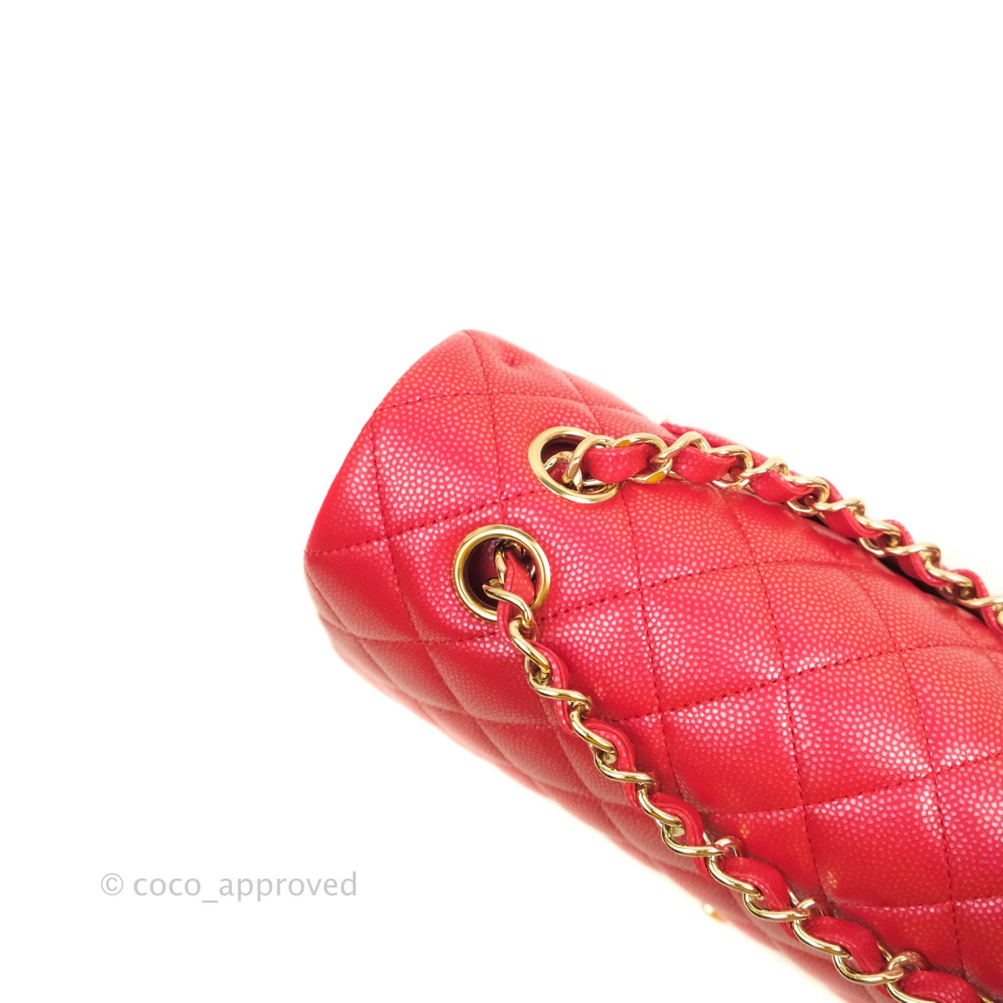 Chanel Classic M/L Medium Double Flap Iridescent Red Caviar Gold Hardware 21S