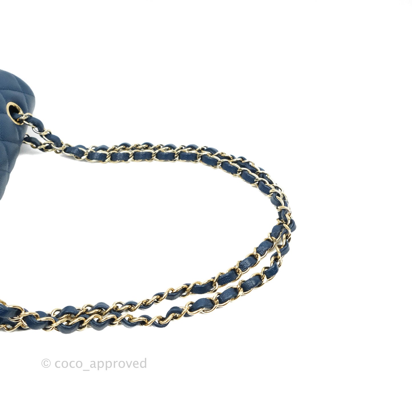 Chanel Quilted M/L Medium Double Flap Blue Caviar Gold Hardware 19C