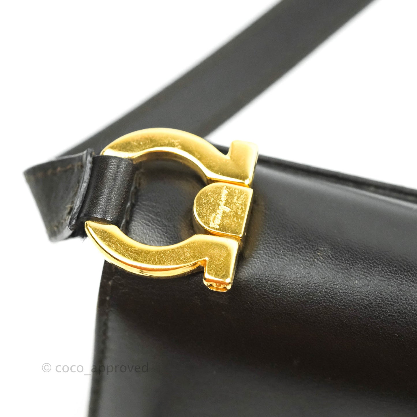 Salvatore Ferragamo Vintage Gancini Mini Crossbody bag Black Calfskin Gold Hardware