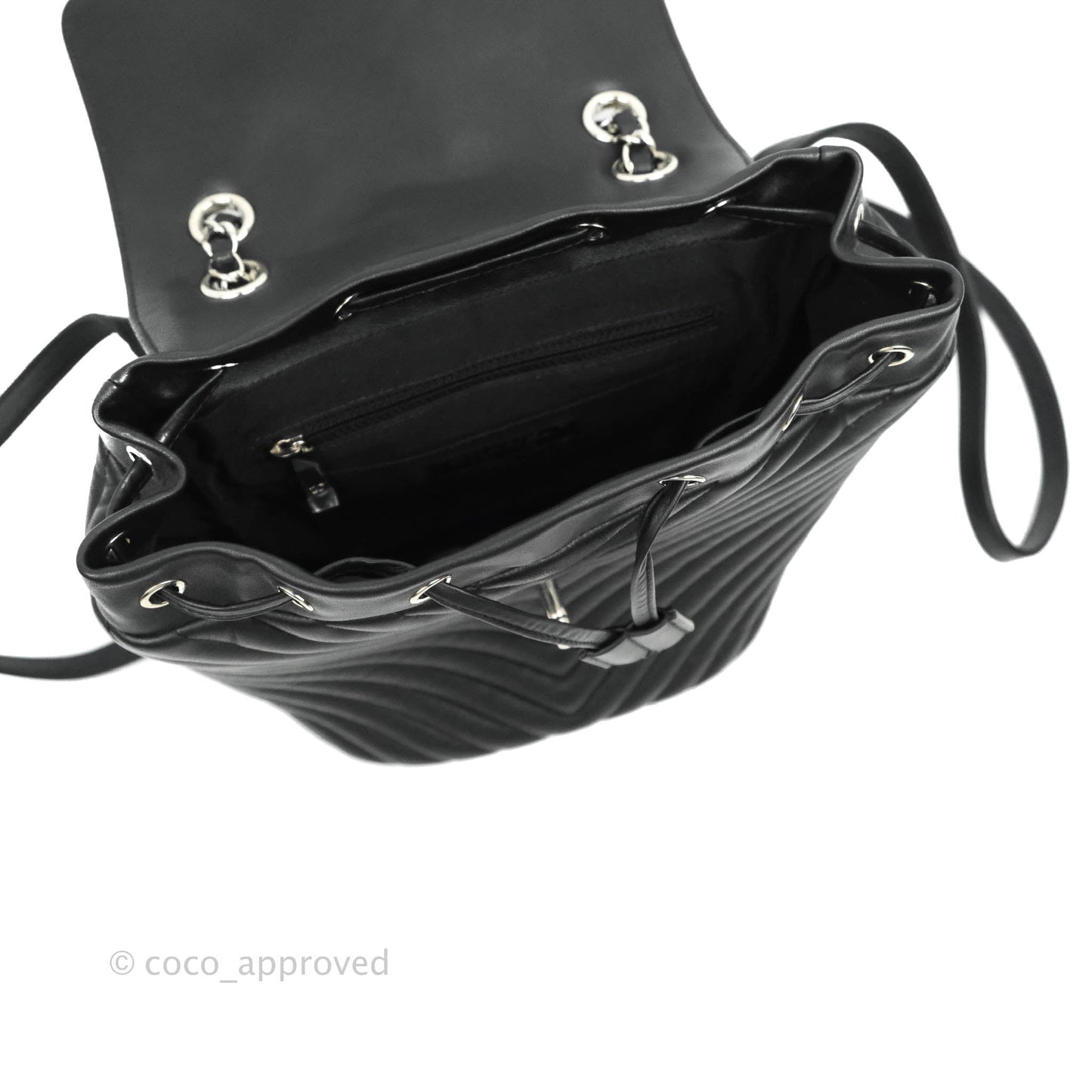 Chanel Small Chevron Urban Spirit Backpack Black Calfskin Silver Hardware